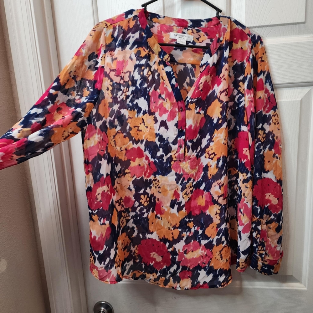 Liz‎ Claiborne floral blouse size petite xl